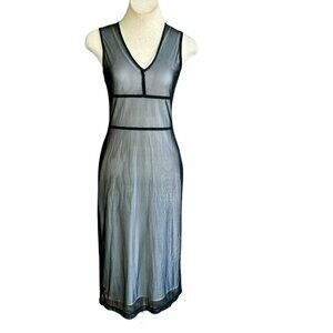 Fiona Beckett for Tooke Sleeveless Layered Black Mesh Midi Dress